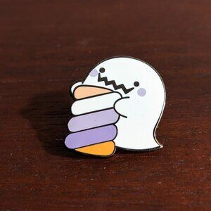 Ghost with candy enamel pin